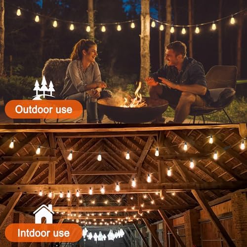 Solar String Lights for Outside 100FT with Remote 8 Lights Mode, Weatherproof Shatterproof S14 LED Bulb 34 Sockets, Outdoor Patio Light for Backyard Porch Cafe - Image 6