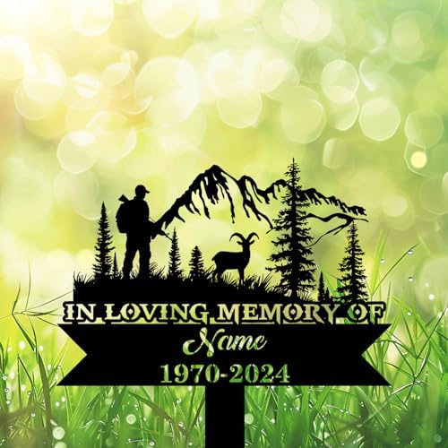 Personalized Hunter Grave Marker Mountain Goat Hunting Memorial Garden Stake 8-24 inch Hunter Dad Loss Gift, Hunter Memorial Gift Loss of Loved One (Mountain Goat Hunting) - Image 4