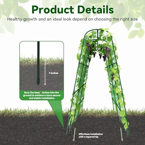 Cucumber Trellis for Raised Bed with Plastic Coated Steel Pipe-63"*50",Grn - Image 2