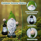 Garden Gnome 11.8 in, Funny Gnomes with Solar Lantern for Patio Decor Yard Christmas Fairy Garden Gift, Garden Statues Outdoor Clearance - Image 2