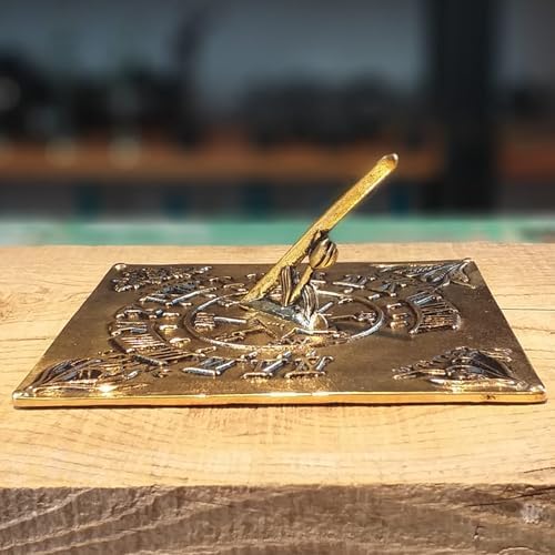 Brass Sundial Plate, Square 7 inches, Featuring the Four Seasons, Unlacquered Finish (Antique Brass) - Image 3