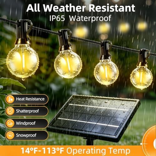 Solar Lights Outdoor Patio Lights 40FT G40 Waterproof Dimmable - Image 2