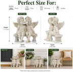 Kissing Angels Garden Statue Outdoor Decor, Cute Vintage Cherub Couple on Bench Resin Sculpture, Weather-Resistant Yard Art for Patio, Lawn, Memorial Garden Gifts for Women (Stone) - Image 4