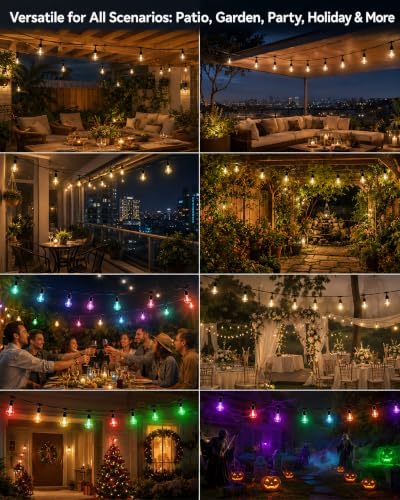 100FT Outdoor String Lights, RGBW LED String Lights Outdoor with APP & RF Remote Control, Color Changing Patio Lights Outdoor Waterproof IP65, for Backyard Garden Party Wedding Christmas Decor - Image 7