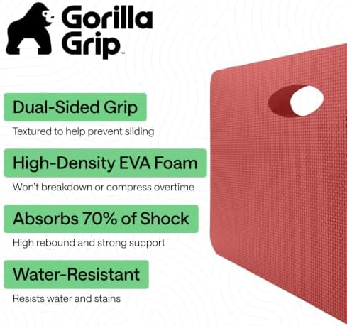 GORILLA GRIP® Extra Thick Foam Kneeling Pad for Gardening, 17.5x11 Red - Image 2