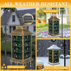Solar Lantern Outdoor Garden Hanging Lantern Dark Green Shelf Skulls Vintage Books Purple Flowers Gothic Waterproof Solar Powered Lighting Outside Table Lamp for Patio Deck Yard Camping - Image 3