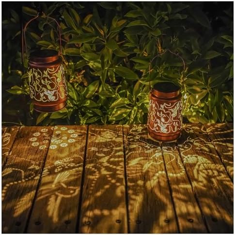 2 Pack Solar Hummingbird Lanterns Outdoor Hanging Decor Lantern,Waterproof Hollow Out Metal Decorative Garden Light,Graceful Decoration for Patio,Yard,Landscape,Walkway,Festival by AITENISEN