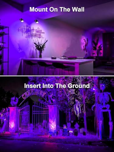 ZUCKEO Blacklight Spotlight Outdoor 15W Halloween Black Light Spot Light with US Plug, IP66 Landscape Black Lights Fixtures for Glow Party Fluorescent Yard Garden House Decorating(6Pack) - Image 5