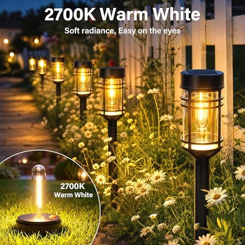 Ollny Solar Pathway Lights Outdoor 8 Packs, Solar Garden Lights IP65 Waterproof, LED Solar Powered Path Light Auto On/Off, Landscape Lighting for Yard Walkway Driveway Porch Outside Decor - Image 2