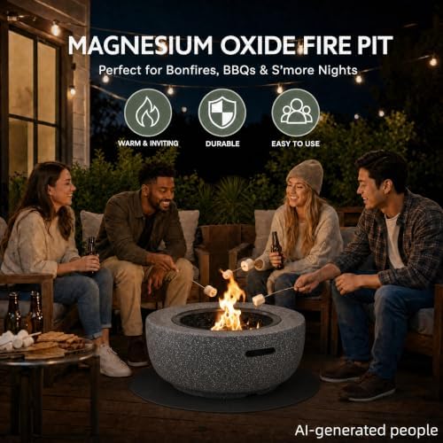 Round Wood Burning fire Pit Outdoor Fireplace for Patio-23 Black - Image 6