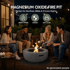Round Wood Burning fire Pit Outdoor Fireplace for Patio-23 Black - Image 6