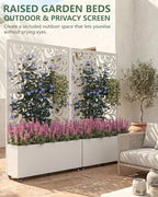 2PCS Metal Planter Box with Trellis,70.9"x47.2"x15.7" Raised Garden Bed with Drainage Holes, Privacy Planters for Outdoor Garden Bed for Climbing Plants,Vegetables,and Vines, White-Flower - Image 3