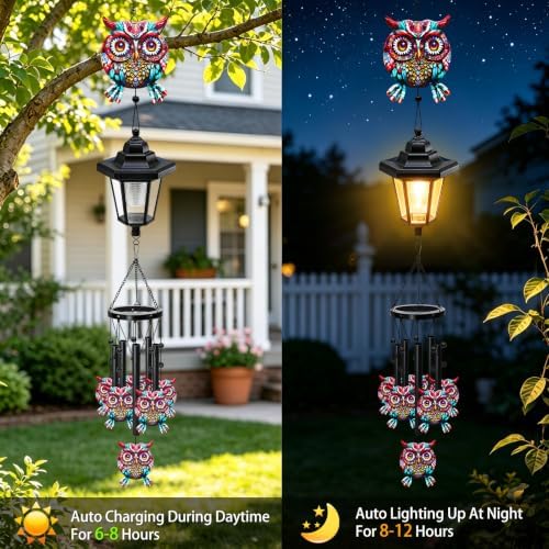 Owl Wind Chimes for Outside, Colorful Wind Chimes,Gifts for Women Mom - Image 2