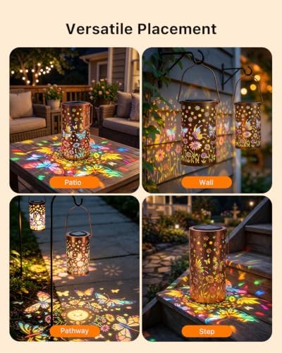Outdoor Solar Powered Butterfly Lantern Hang Yard Decor with Color Lighting - Image 6