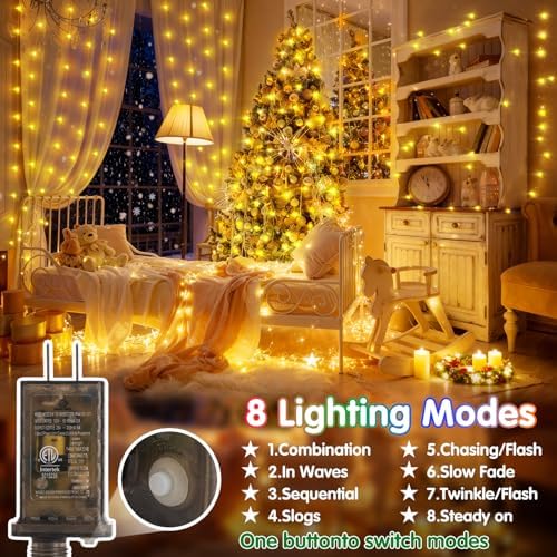KNONEW 532FT 1600LED Outdoor Fairy Lights Plug in Warm White Xmas Decor - Image 2