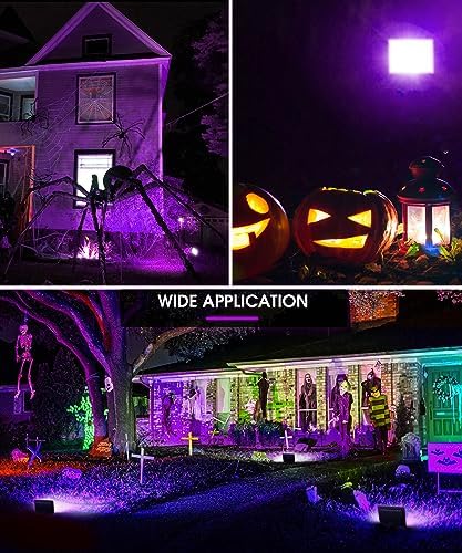L LOHAS LED Auto On/Off Purple Halloween Flood Light Outdoor 50W Plug in - Image 5