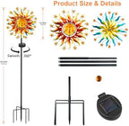 60.3" Solar Wind Spinner Outdoor Metal Sun Kinetic Sculpture – Dual-Sided Garden Spinner with Waterproof LED Vine Lights, Rust-Proof Yard Art Decor for Patio, Lawn & Pathway - Image 3