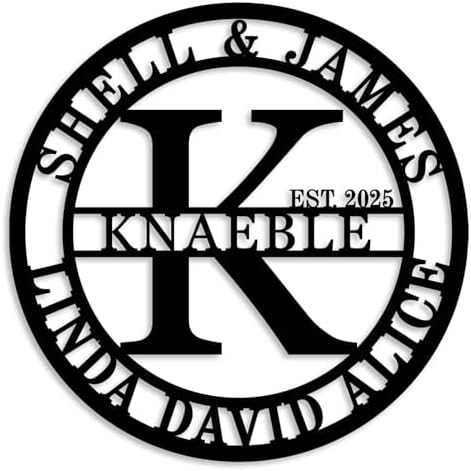 Personalized Family Name Sign Custom Family Metal Signs Monogram Letters Wall Decor Personalized Name Signs for Home Decor Personalized Metal Sign Established Sign Initial Split Letter Monogram Sign by ENFODREAM