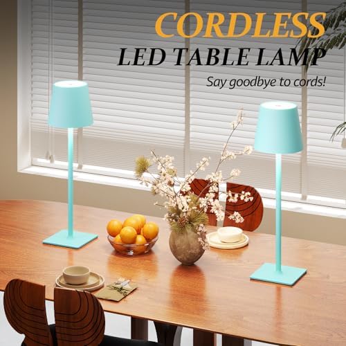 CHLORANTHUS 2 Pack Cordless Table Lamps, 3 Colors Stepless Dimming, 5000mAh Rechargeable Battery LED Desk Lamp for Bedroom/Couple Dinner/Desk/Cafe/Dining Room/Terrace - Image 3