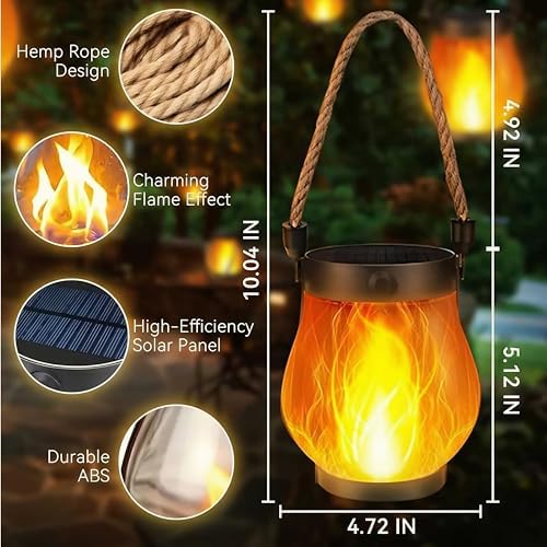 Solar Lantern Outdoor Lights Large Waterproof Flickering Flame Solar Lantern for Yard Garden Patio Hanging Tabletop Decor (5 Pcs) - Image 2