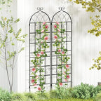Giantex 2 Packs 71"x20" Metal Garden Trellis for Outdoor Climbing Plants, Heavy-Duty Plant Support for Vine Rose Vegetable Flower, Rustproof Black Metal Coating Patio Trellis Arch Decorative Fence - Image 3