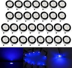 Low Voltage LED Deck Lighting Kit Stainless Steel 1W Waterproof Outdoor Yard Garden Decoration Lamps Landscape Pathway Patio Step Stairs LED In-ground Lights Black Border(30pcs,Blue) by QACALEDOutdoorRecessedDeckLightingKits