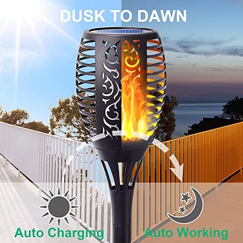 Flickering Flame Solar Torch Lights Outdoor, 3in1 Solar Lantern - Image 2