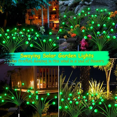 Solar St Patricks Day Lights Outdoor, 6 Pack 48 LED Solar Green Firefly Lights Waterproof, Sway by Wind, Swaying Light for Yard Patio Backyard Garden Planter Flower Bed Pathway Outdoor Decoration - Image 5