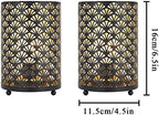 TRIROCKS Set of 12 Table Lamp 6.5'' Tall Metal Cordless Table Lamp Bronze Lanterns with Warm Fairy Lights Bulb for Patio Garden Wedding Parties Indoor Outdoor(Scalloped Hollow Pattern) - Image 2