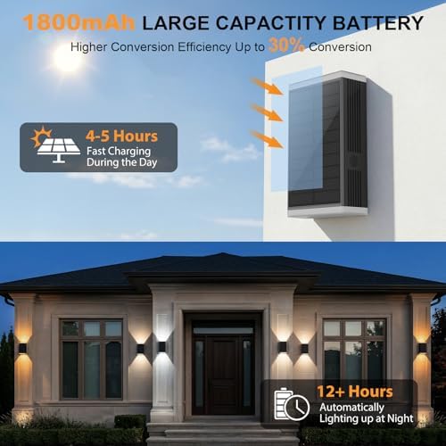 Solar Lights Outdoor Up and Down, 13 Modes 8pcs Solar Wall Lights Outdoor - Image 3