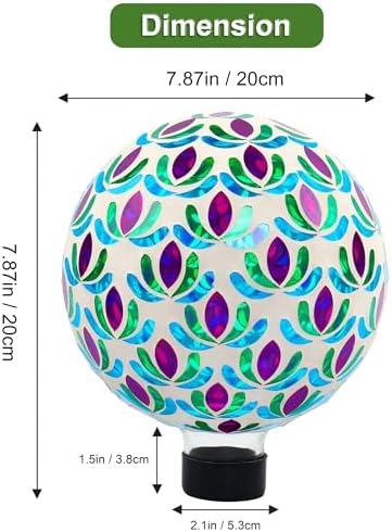 VOREEN 8” Mosaic Glass Gazing Ball — Purple Teal & Green Garden Sphere, Weather-Resistant Outdoor Yard & Patio Decoration, Fade-Free, Four-Season Use - Image 5