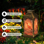 Solar Lantern Abstract Fox Silhouette Glass Outdoor Waterproof Garden Hanging Lantern Solar Powered Lighting Outside Solar Light for Patio Yard Camping, Gifts for Women Mom - Image 3
