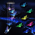 Butterfly Color Changing Solar Wind Chimes Outdoor, for mom, Women,Grandma,Daughter,Aunt,Friend,Wife,Sister.Yard Decor Birthday Gifts,Gardening Gift for Christmas by ShangTianFeng