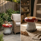 13.4" Outdoor Mushroom Ottoman with Rabbit Carvings - Image 7
