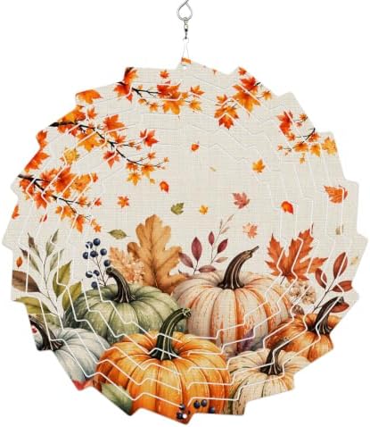 10 Inch Fall Pumpkin Wind Spinner for Yard and Garden, Thanksgiving Maple Leaf Tree Rustic Hanging Ornaments Outdoor 3D Kinetic Wind Sculpture Spinners Indoor Outdoor Patio Décor Ornaments Gift by Unknown