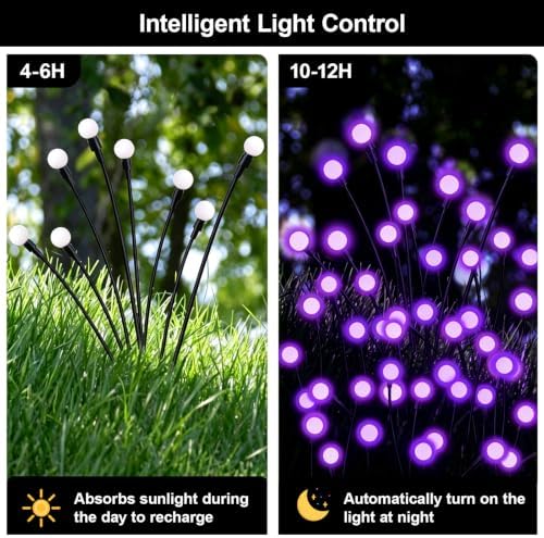 Swaying Solar Firefly Light Outdoor, 4 Pack Purple Firefly Lights - Image 5