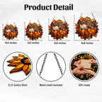 Cute Little Hedgehog Pumpkin Acrylic Suncatcher - Image 2
