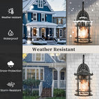 Outdoor Wall Lamps Exterior Waterproof Wall Sconce Light Fixture with Water Ripple Glass Die-Casting Aluminum Black Waterproof Wall Mount Light for Porch Garage Yards - Image 4