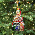 Cat Christmas Garden Stakes 30in Metal Santa Hat Stacking Yard Decor - Image 5
