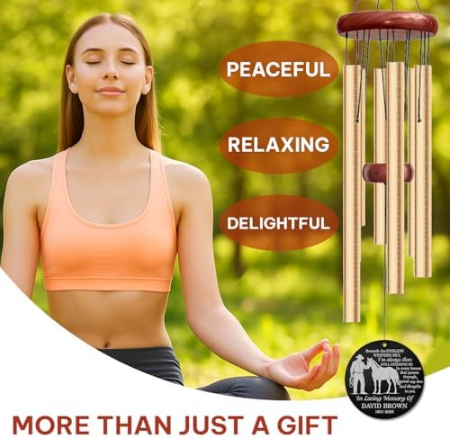 Personalized Memorial Wind Chimes for Outdoors Cowboy Horse Tribute Western Sky Sympathy Gift Custom Name Years for Loss of Loved One Dad Husband Ranch Keepsake Hanging Outdoor Remembrance - Image 5