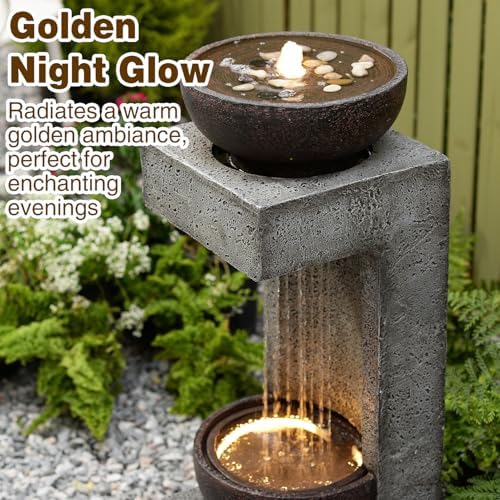 Sunlinua 34h Modern Outdoor Water Fountain with Rain Curtain - Image 2