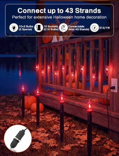 SUNSGNE 19.5FT Halloween Pathway Marker String Lights with 10 Count Lights - Image 2