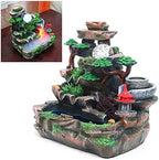Water Fountain LED Light Tabletop Indoor Resin Rockery Fengshui Waterfall Decor - Image 4