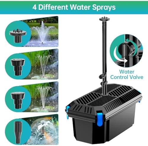 Antfraer 40W Solar Pond Filter with Water Pump, Pond Filter Box with Pond Filter Box, Pond Pump with 6.6ft Clear Tubing for Outdoor Pond Waterfall Garden Fountain Water Feature - Image 6