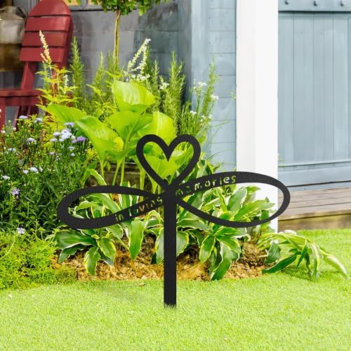 in Loving Memories Metal Garden Stake Decorative, Heart Design with Script Silhouette Statues for Yard Art, Outside, Patio, Outdoor Decor, Garden Decorations, Lawn Ornaments - 20" Black - Image 4