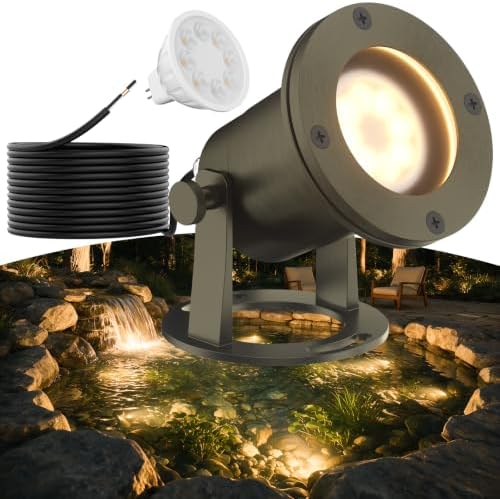 Low Voltage Pond Light, Brass Fountain Light Underwater IP68 by Makergroup