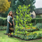 unho Garden Trellis for Climbing Plants with Tough Nylon Netting, 6ft Tall Sturdy Rustproof Metal Plant Support Tower for Vegetable Fruit Vine Cucumber Garden Lightweight，Outdoor - Image 3