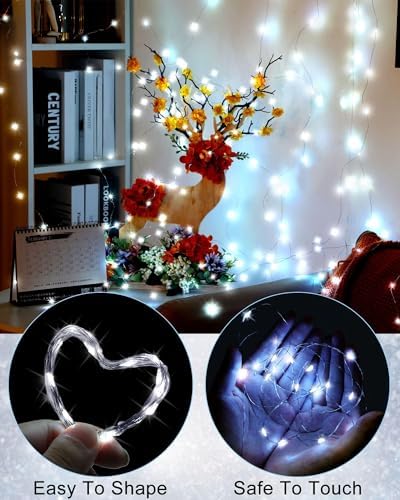 Treela 8 Pack Solar String Lights Outdoor Waterproof, Cool White - Image 3