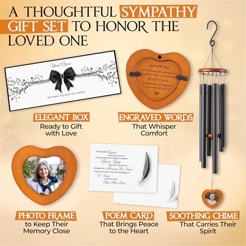 32 inch Black DIY Photo Insert Memorial Wind Chimes for Loss of Loved One - Image 5