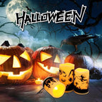 fclayvts 12-Pack Halloween LED Flameless Pillar Candles - Battery Operated with Remote & Timer, Flickering Warm Light, Witch/Bats/Castle Decals - Spooky Halloween Decor, Ghost Party Supplies, Gifts - Image 6